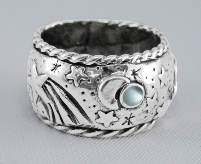 Sterling Silver Memories of a Starry Night Ring With Blue Topaz Size 10